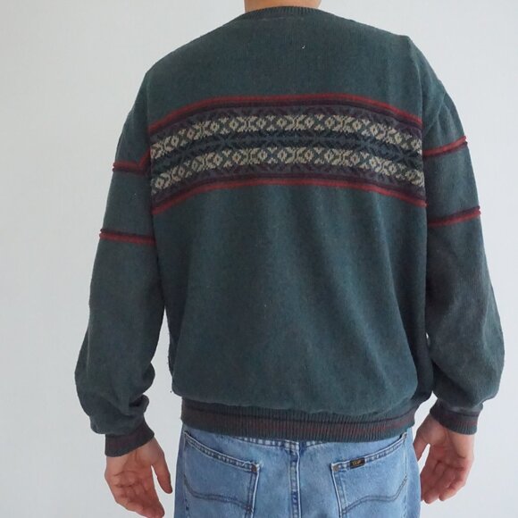Vintage Susquehanna Trail Teal Cotton Sweater Cabincore Old Money XL - Picture 2 of 10